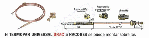 Imagen de TERMOPAR 5 RACORES LG 900MM